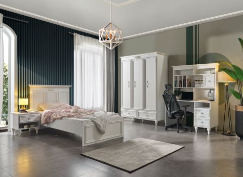 İskenderiye Genç Odası - (Dolap + Çalışma Masası Alt Modül + Başlıklı Karyola (100x200)