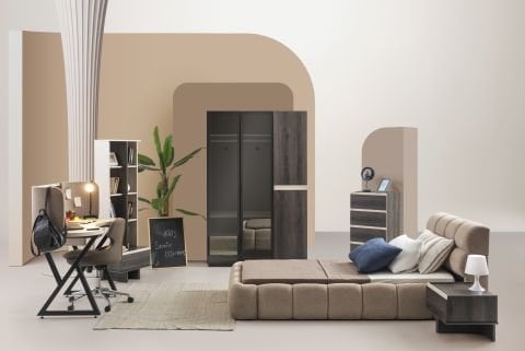 Focus Genç Odası - (3 Kapılı Dolap + Çalışma Masası + Başlıklı Karyola (100x200)