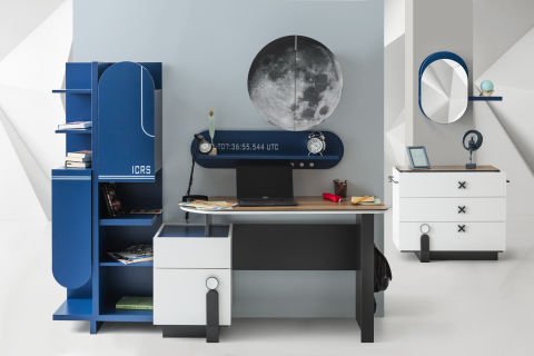 Space 7 Genç Odası - (3 Kapılı Dolap + Çalışma Masası Alt Modül + Başlıklı Karyola (100x200)