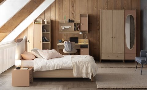 Osaka Genç Odası - (3 kapılı Dolap + Çalışma Masası Alt Modül + Karyola 100x200)