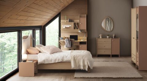 Osaka Genç Odası - (3 kapılı Dolap + Çalışma Masası Alt Modül + Karyola 100x200)