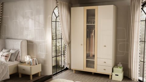 Maya Genç Odası - (3 kapılı Dolap + Çalışma Masası Alt Modül + Karyola 100x200)