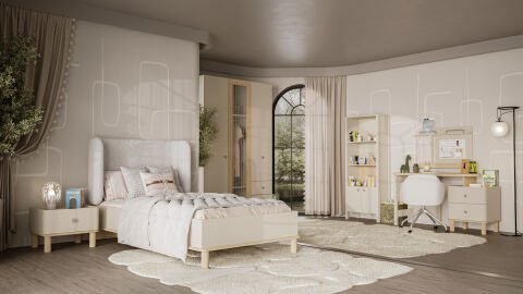 Maya Genç Odası - (3 kapılı Dolap + Çalışma Masası Alt Modül + Karyola 100x200)