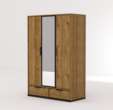 Kolezyum Ceviz 3 Kapılı Dolap (Aynalı Kapak)