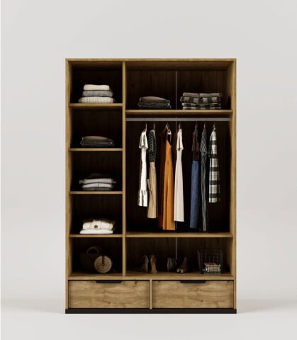 Kolezyum Ceviz 3 Kapılı Dolap (Aynalı Kapak)