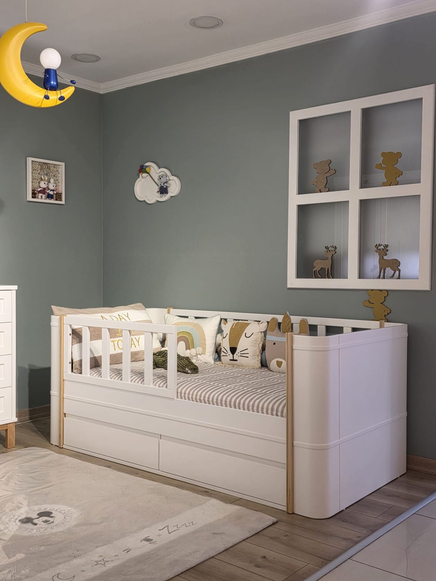 Oval Montesori Karyola Çekmeceli - Naturel / Beyaz